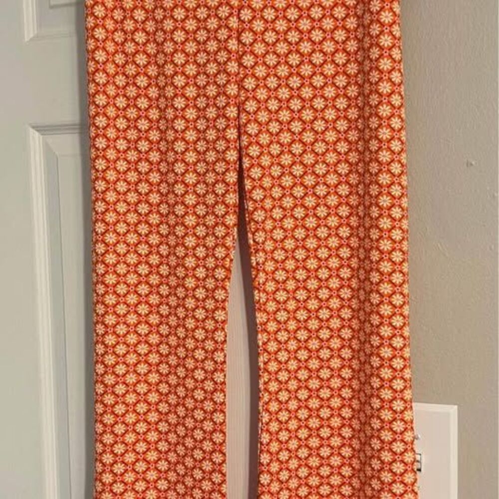 NWT Wild Fable Retro Bell Bottom Orange Floral Flare Pants Large